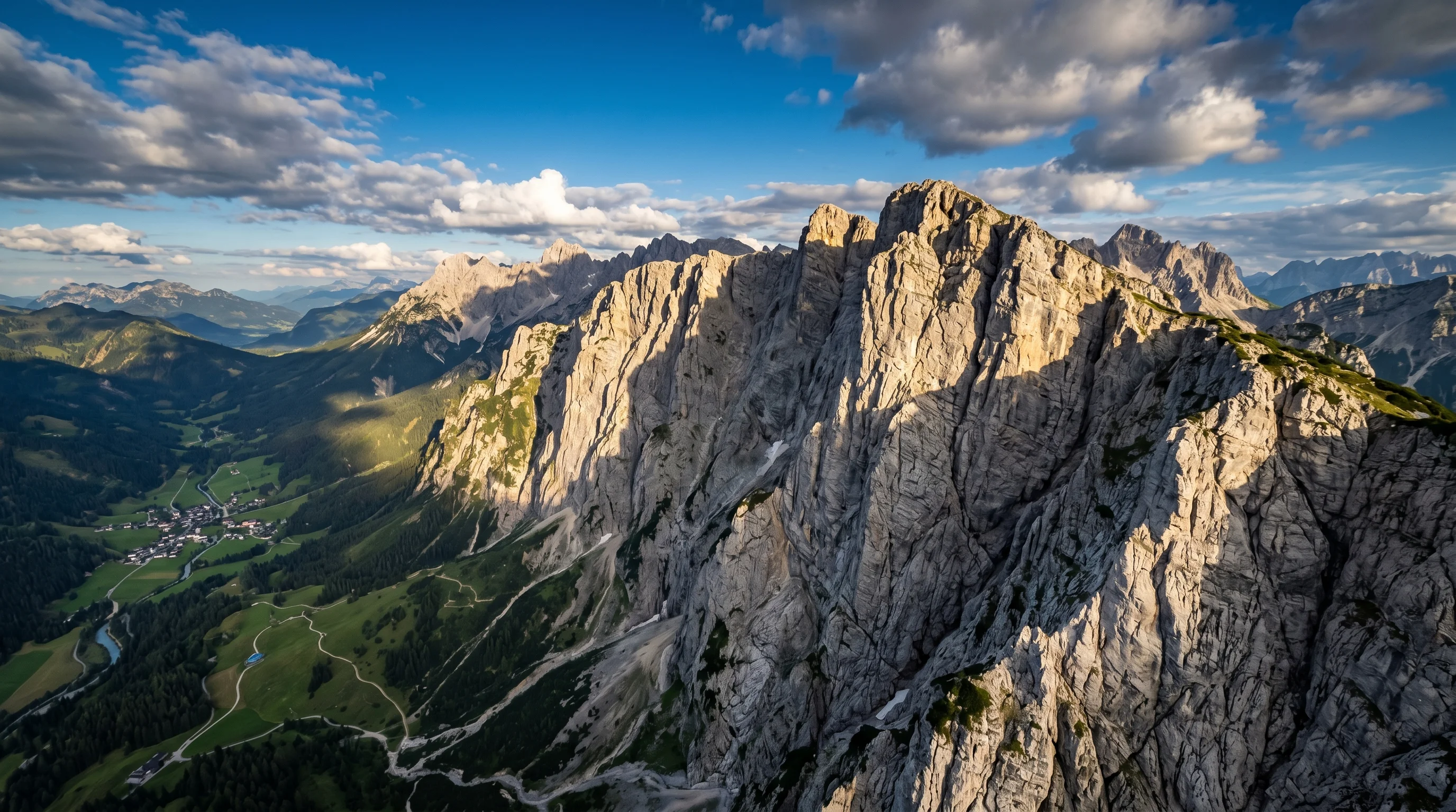 Dramatic limestone cliff faces in the Tyrolean Alps